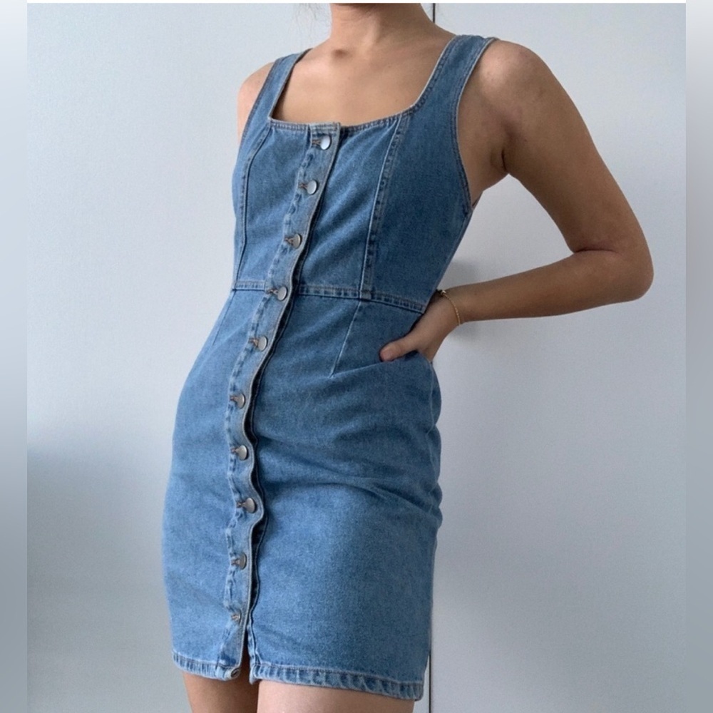 Urban Outfitters Button-Front Denim Mini Dress size 0 - Picture 6 of 16